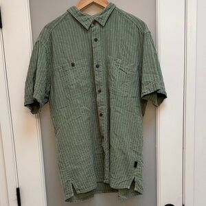 Patagonia Men's Olive Striped Button Down Shirt hemp/cotton size L